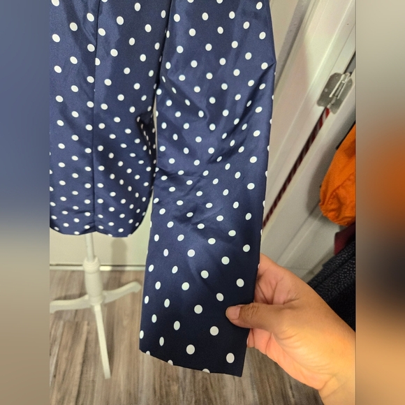 Chico's Sz 1 Windbreaker Rain Jacket Women's Navy Polka Dot Snap Front - Picture 4 of 7
